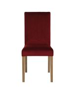 Chaise en tissu velours lie de vin et hévéa massif - Romane