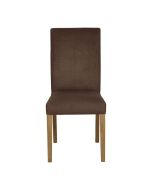 Chaise en frêne massif et tissu marron glacé - Romane