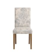 Chaise en tissu toile de Jouy bleu gris et frêne massif - Romane