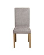 Chaise en frêne et tissu gris chambray - Romane