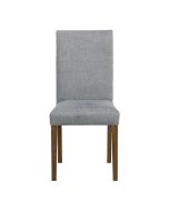 Chaise en tissu bleu chambray et frêne massif - Romane