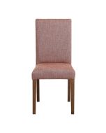 Chaise en tissu orange briqué et frêne massif - Romane