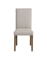 Chaise en frêne massif et tissu mastic grisé - Romane