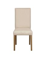 Chaise en frêne massif et tissu beige ficelle - Romane