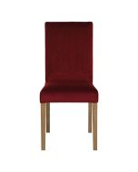 Chaise en frêne massif et tissu velours lie de vin - Romane