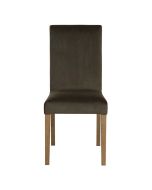 Chaise en frêne massif et tissu velours kaki - Romane