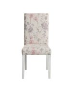 Chaise en hévéa massif et tissu fleurs opaline - Romane