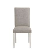 Chaise en tissu losange gris et hévéa massif blanc - Romane