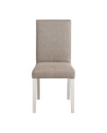 Chaise en hévéa massif blanc et tissu mastic grisé - Romane