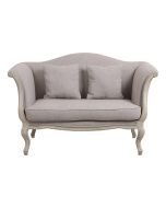 Banquette 2 places en hévéa massif et tissu Lin beige - Apolline