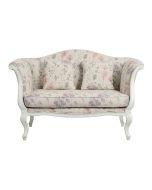 Banquette 2 places en tissu à motif fleuri et hévéa massif - Apolline