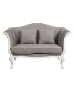 Banquette 2 places en hévéa massif blanc et tissu gris - Apolline