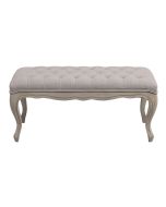 Banc ottoman en hévéa et tissu beige - Gaspard