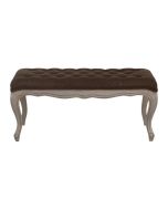 Banc ottoman en hévéa et tissu marron glacé - Gaspard