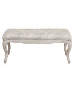 Banc ottoman en hévéa et tissu toile de Jouy - Gaspard