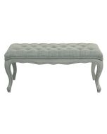 Banc ottoman en hévéa gris argenté et tissu losange gris - Gaspard