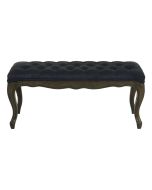 Banc ottoman en frêne et tissu gris anthracite - Gaspard