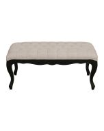 Banc ottoman en hévéa noir et tissu beige - Gaspard