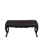Banc ottoman en hévéa noir et tissu anthracite - Gaspard
