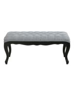 Banc ottoman en hévéa noir et tissu bleu chambray - Gaspard