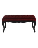 Banc ottoman en hévéa noir et velours lie de vin - Gaspard