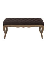 Banc ottoman en frêne et cuir synthétique chocolat - Gaspard