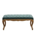 Banc ottoman en velours ras vert bleuté -  Gaspard