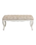 Banc ottoman en hévéa blanc et tissu paradisier - Gaspard