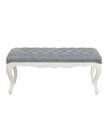 Banc ottoman en hévéa et tissu bleu chambray - Gaspard