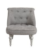 Fauteuil crapaud en hévéa gris argenté et tissu gris - Bastien