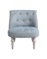 Fauteuil en hévéa gris argenté et tissu bleu - Bastien