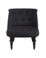 Fauteuil crapaud en hévéa noir et tissu gris anthracite - Bastien