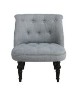 Fauteuil crapaud en hévéa noir et tissu bleu chambray - Bastien