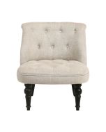 Fauteuil crapaud en tissu mastic grisé et hévéa massif noir - Bastien