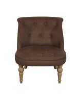 Fauteuil crapaud en frêne massif et tissu marron glacé - Bastien