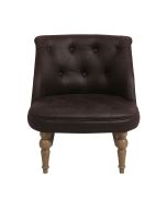 Fauteuil crapaud en frêne massif et cuir synthétique chocolat - Bastien