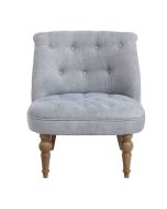 Fauteuil crapaud en tissu bleu chambray - Bastien