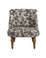 Fauteuil crapaud en tissu à motif feuilles noires - Bastien
