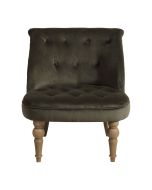Fauteuil crapaud en tissu velours kaki - Bastien
