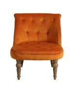 Fauteuil crapaud en tissu velours jaune safran - Bastien