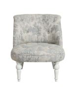 Fauteuil crapaud en toile de Jouy bleu gris - Bastien