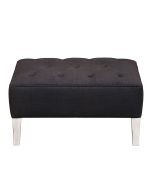 Pouf en hévéa massif et tissu anthracite - Alfred