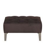 Pouf en hévéa massif et tissu marron - Alfred