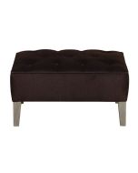 Pouf en hévéa massif et cuir synthétique chocolat - Alfred