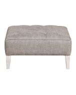 Pouf en hévéa massif gris argenté et tissu gris - Alfred