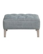 Pouf capitonné en tissu bleu chambray - Alfred