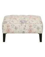 Pouf en hévéa massif et tissu fleurs opalines - Alfred