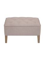 Pouf en frêne massif et tissu beige - Alfred