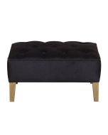 Pouf en frêne massif et tissu anthracite - Alfred