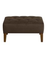 Pouf capitonné en tissu marron glacé - Alfred